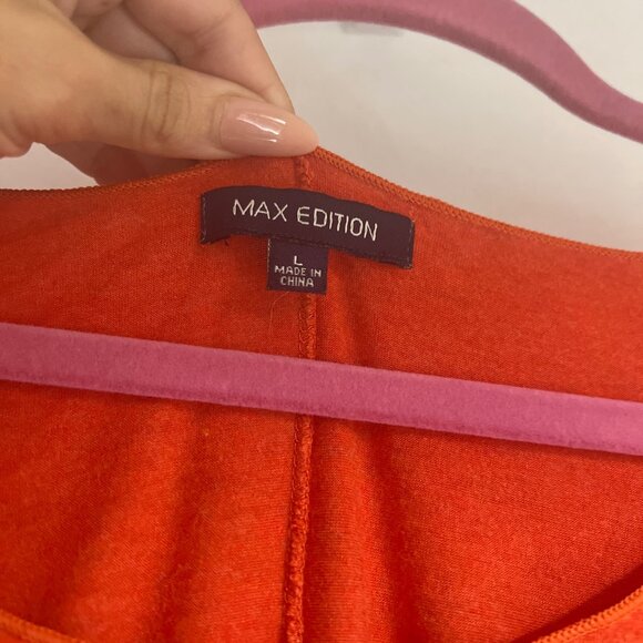 Loose-Fit Batwing Sleeve Orange Top By Max Edition - Size L Made Of Soft Fabric - Picture 5 of 6